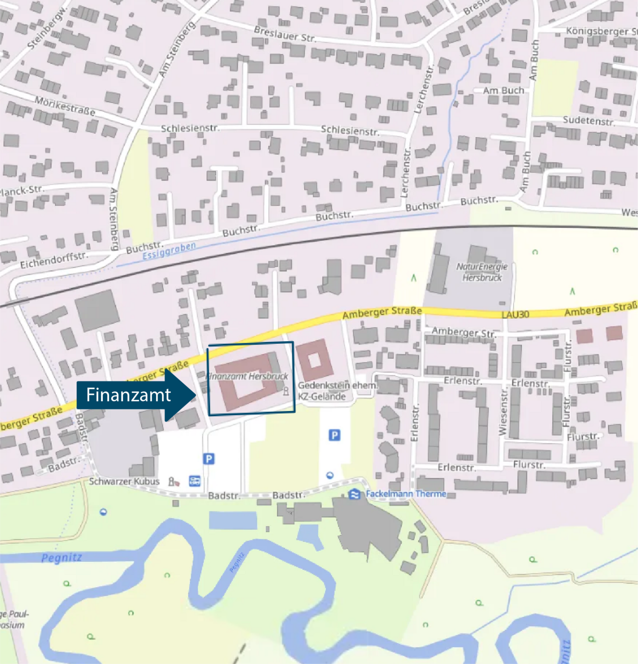  Das Bild zeigt den Stadtplan von Hersbruck, Amberger Straße