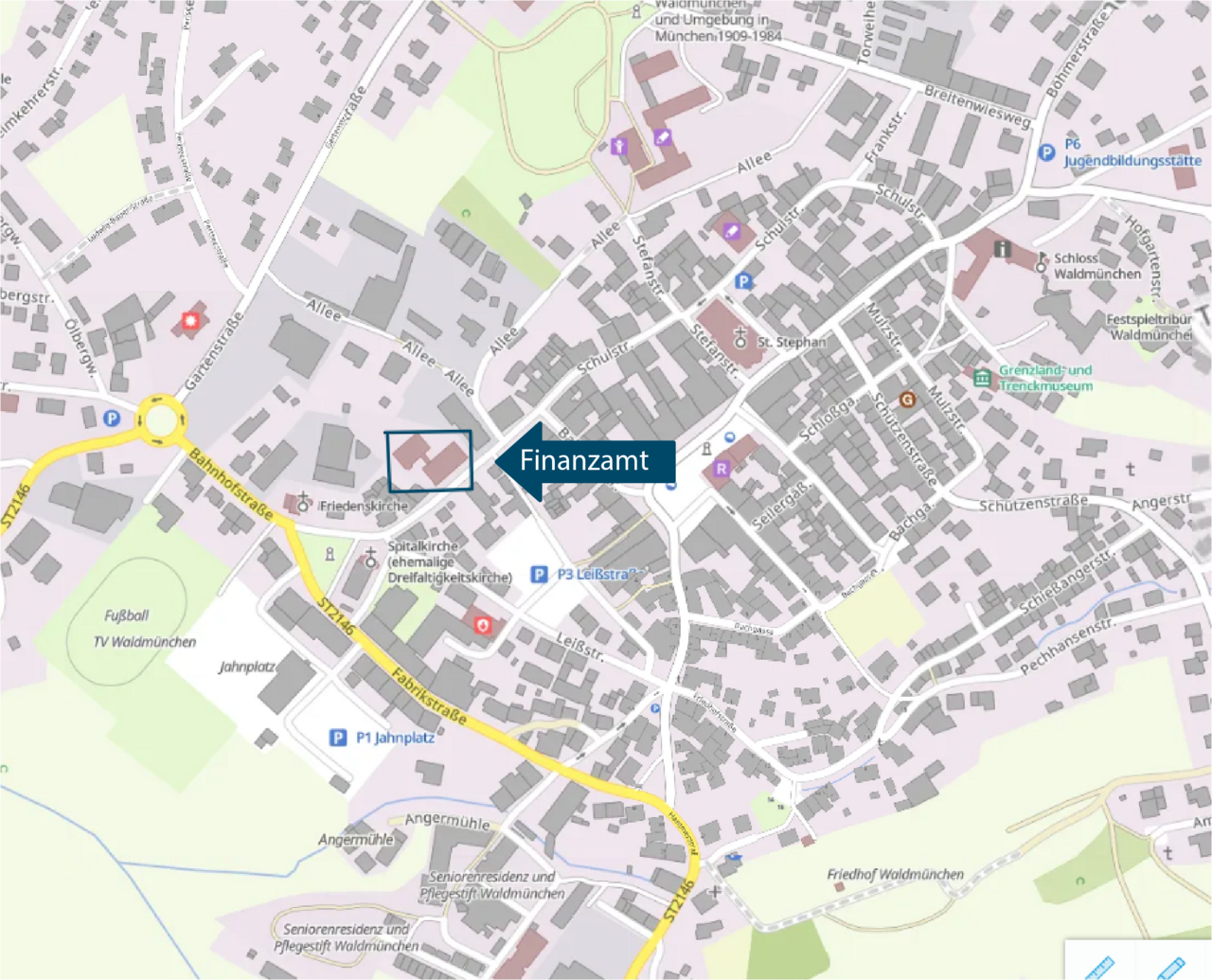  Lageplan Waldmünchen, Bahnhofstraße